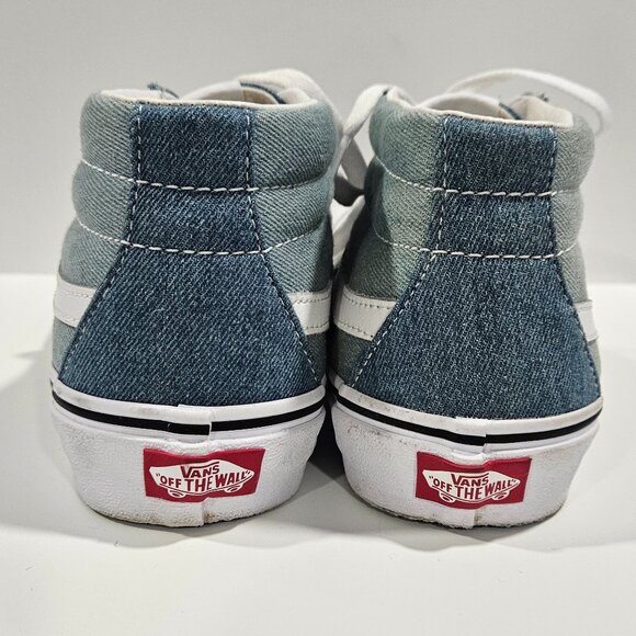 Vans Sk8-Mid Reissue Denim Two Tone Sneakers Women’s 10 Blue White - Picture 9 of 11